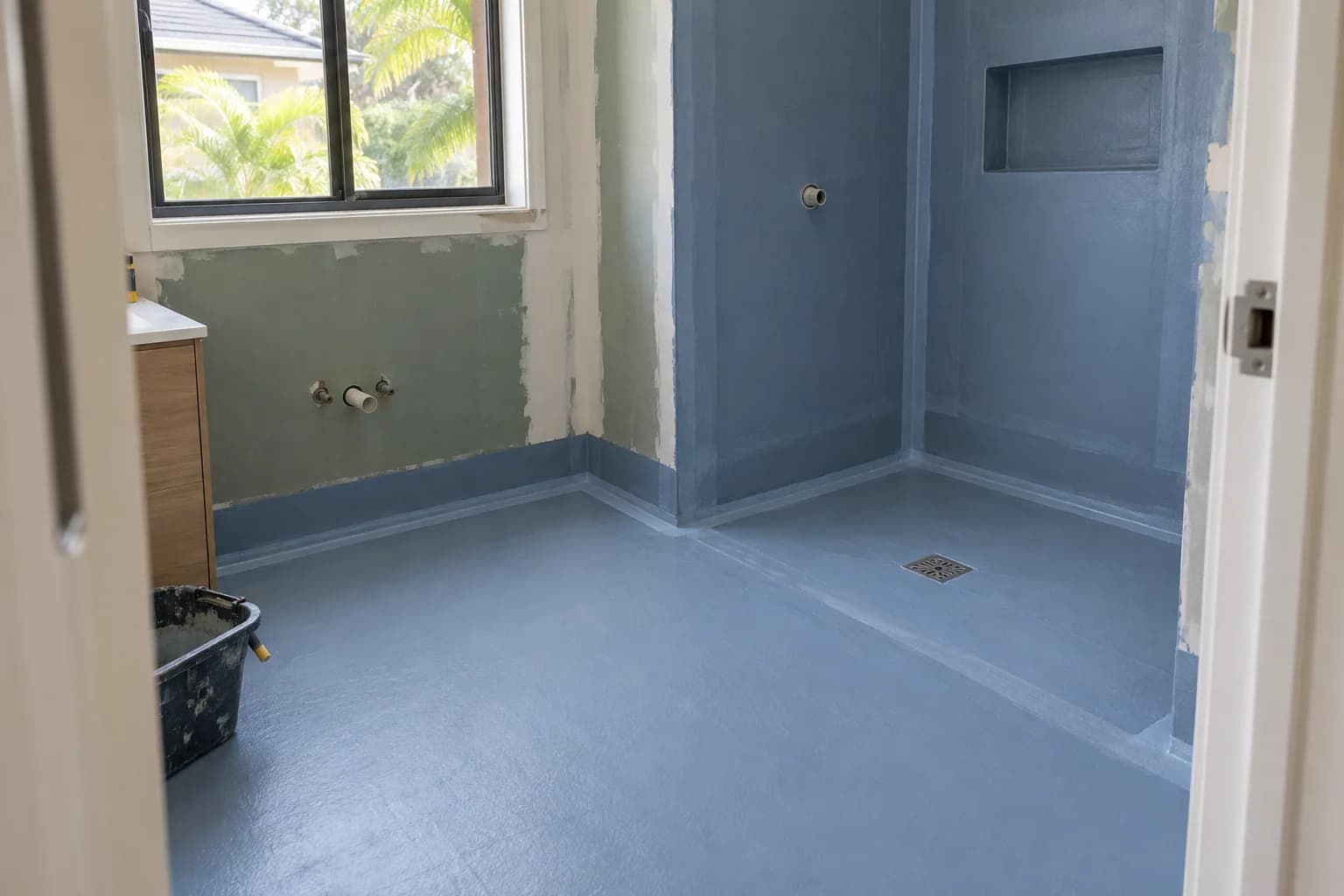 Illustrative wet-area waterproofing setting in Brisbane